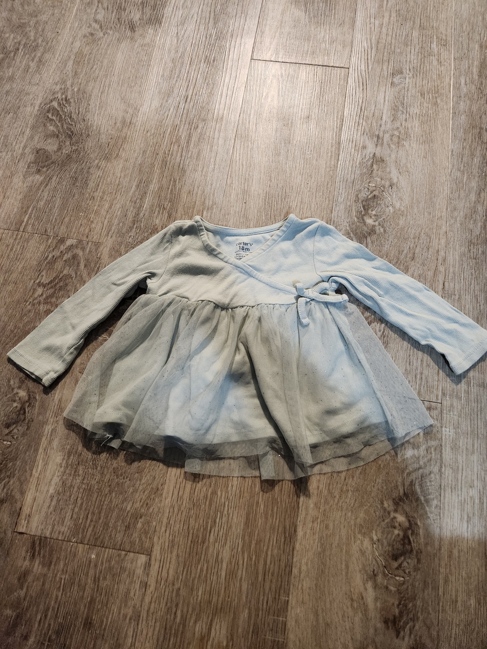 Carter's Light Blue Long-Sleeve Tulle Overlay Top